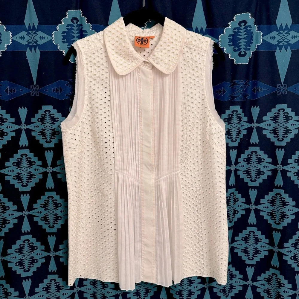 Tory Burch White Sleeveless Blouse - Picture 1 of 14